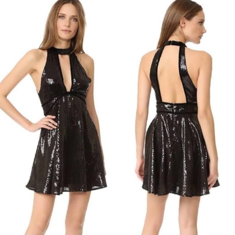 Free People Film Noir Sequin/Velvet Deep-V Dress 2